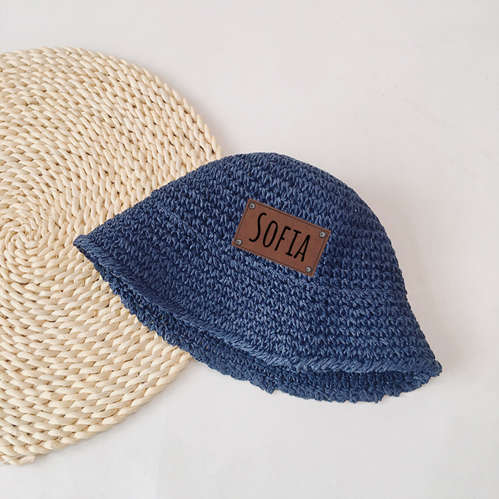 Personalized Colorful Leather Patch Straw Hat for Comfort & Unique | CWBeach86