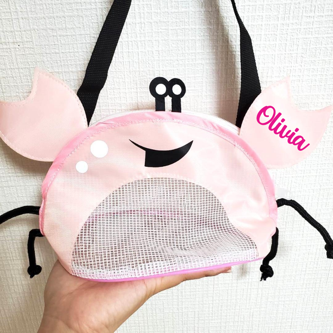Personalized Crab Seashell Zipper Mesh Beach Bag | CWBeach90