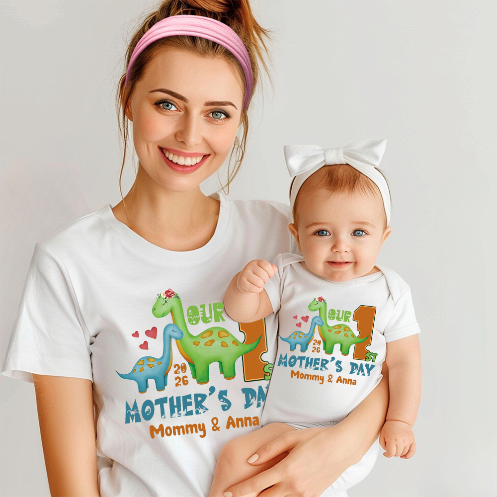 Personalized First Mother's Day Mommy and Baby Outfit | CWFamily130