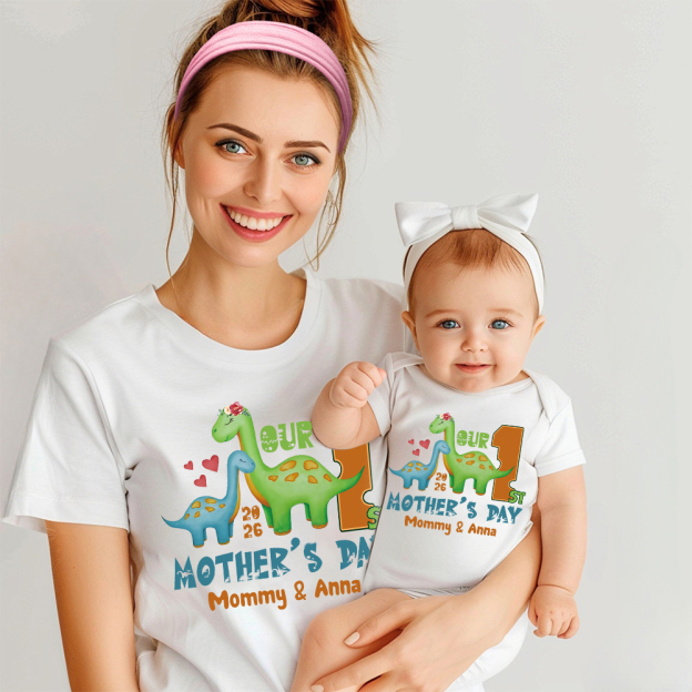 Personalized First Mother's Day Mommy and Baby Outfit | CWFamily130