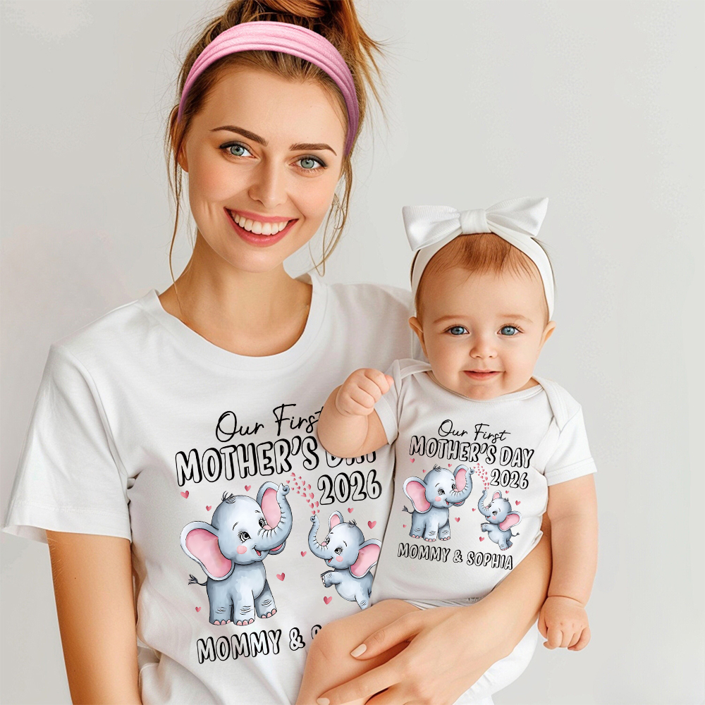 Personalized First Mother's Day Mommy and Baby Outfit | CWFamily142