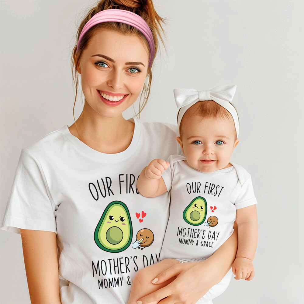 Personalized First Mother's Day Mommy and Baby Outfit | CWFamily143