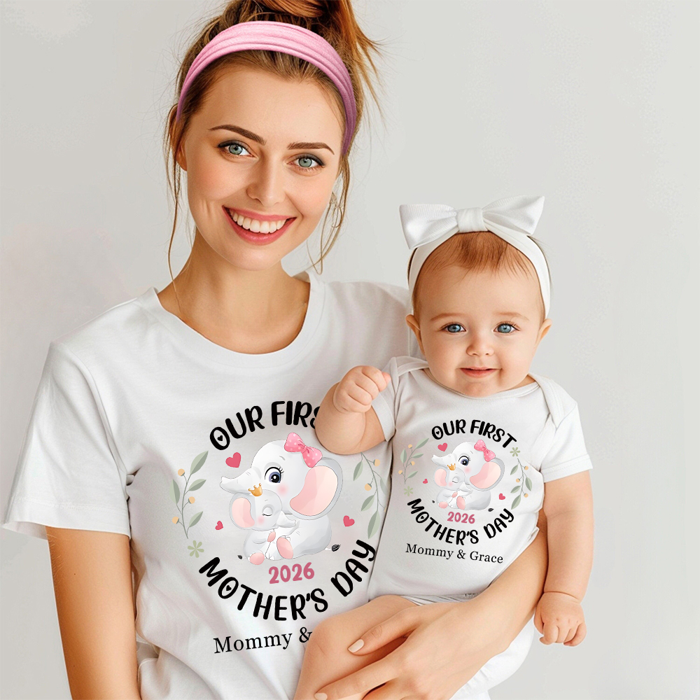 Personalized First Mother's Day Mommy and Baby Outfit | CWFamily144