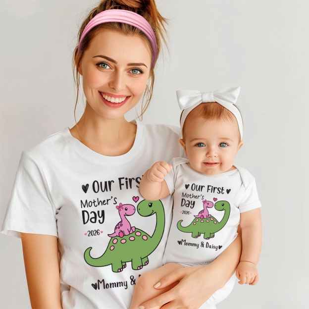 Personalized First Mother's Day Mommy and Baby Outfit | CWFamily146