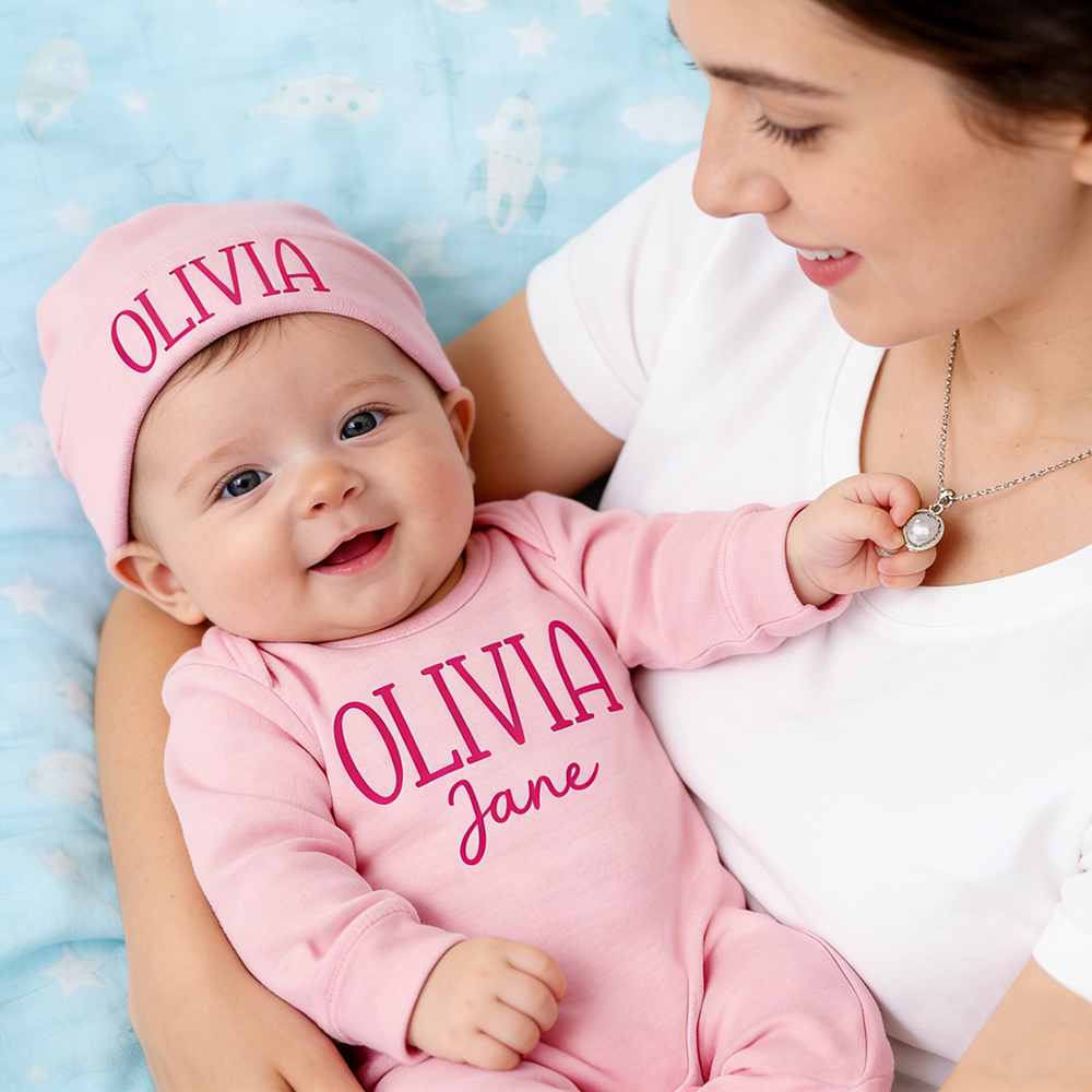 Personalized Baby Coming Home Romper and Hat Set | CWBaby473