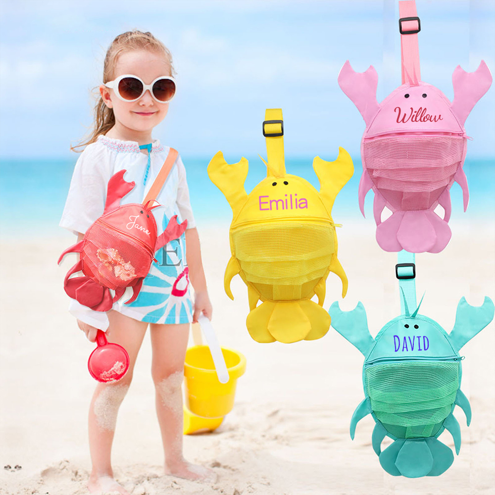 Personalized Lovely Lobster Seashell Zipper Mesh Beach Bag | CWBeach94