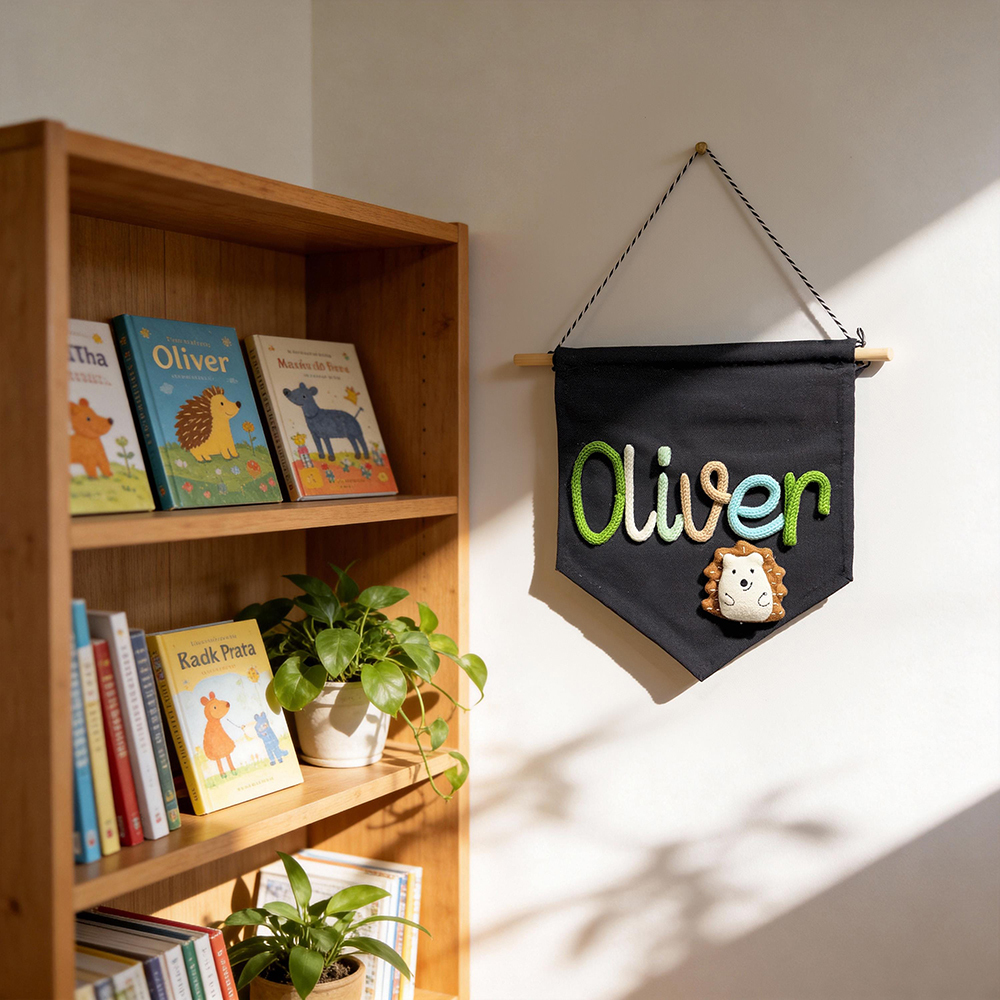 Personalized Hand Embroidery Baby Welcome Pennant Flag | CWBaby480