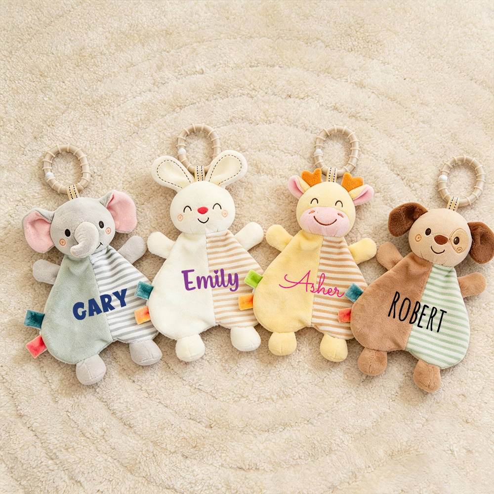 Personalized Baby Animal Bed Hanging Stripe Cuddle Toy | CWToy187