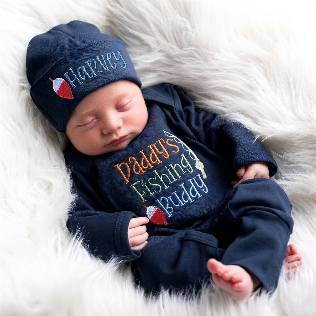 Personalized Embroidery Baby Coming Home Romper and Hat Set |CWBaby160