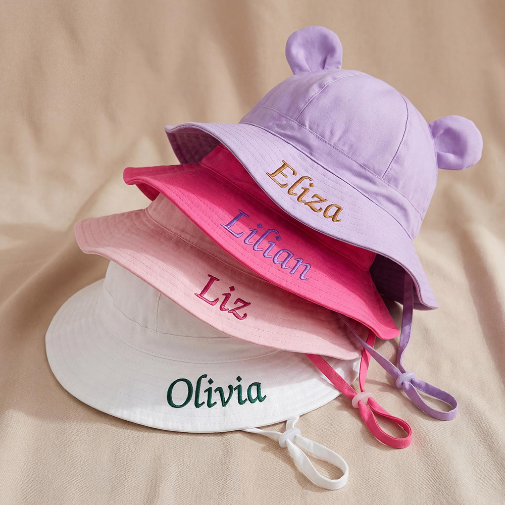 Personalized Embroidery Baby Sun Hat with Bear Ears | CWBeach236