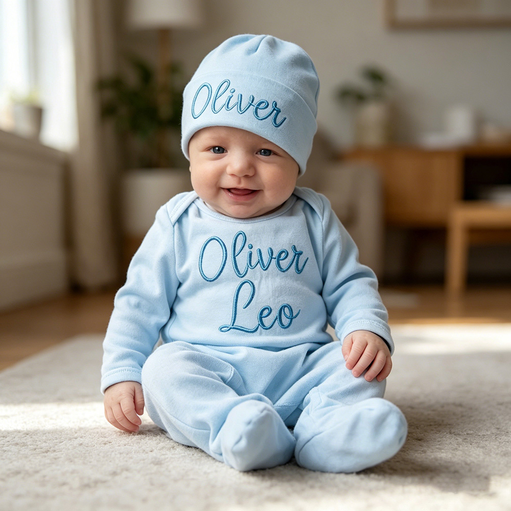 Personalized Embroidery Baby Girl Coming Home Romper and Hat Set | CWBaby488