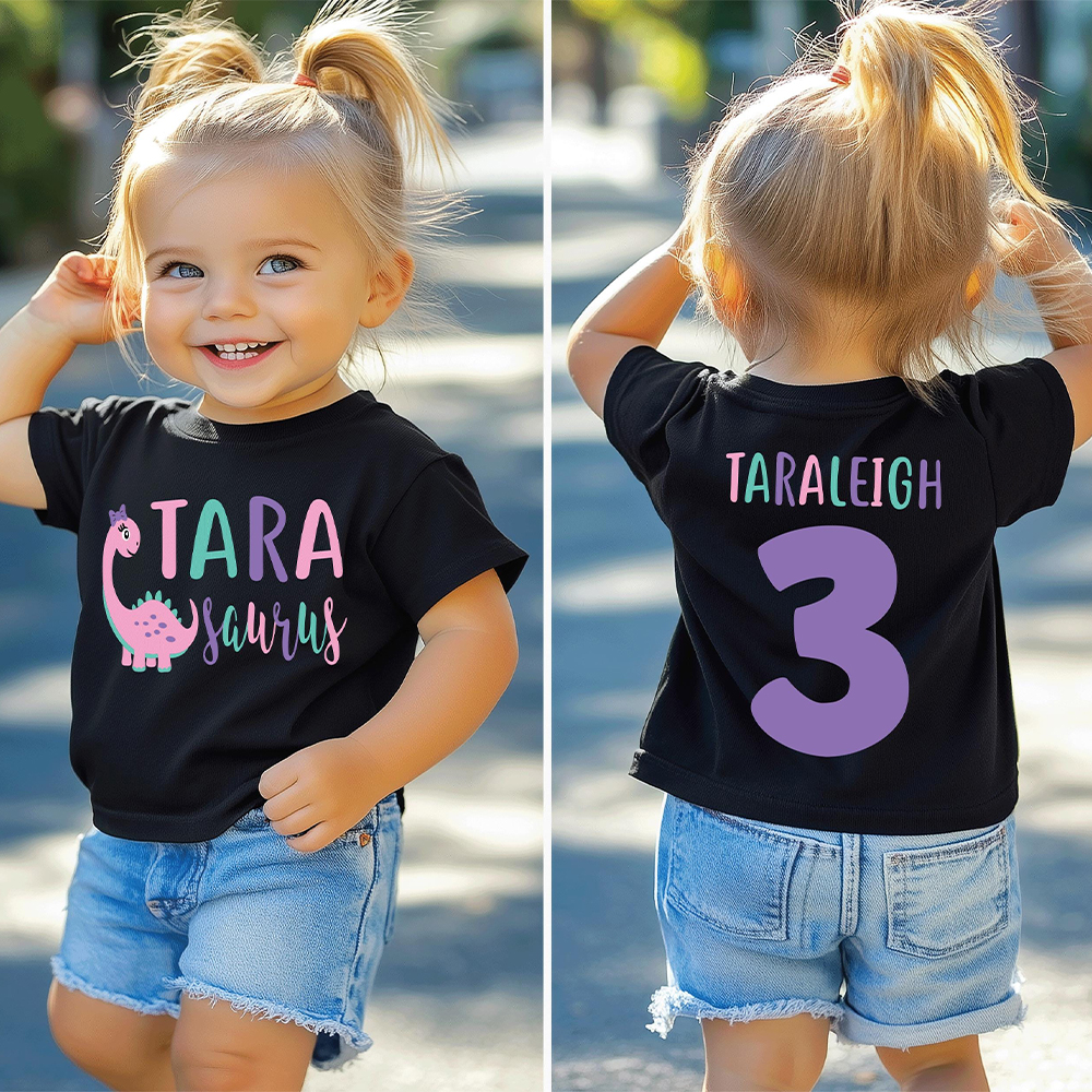 Personalized Cute Dinosaur Girl Birthday T-Shirt | inBirth17