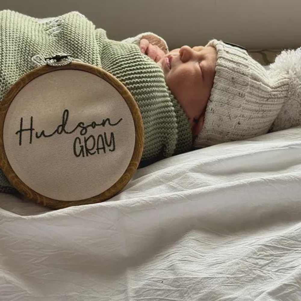 Personalized Hand Embroidery Baby Name Announcement Sign | CWBaby500