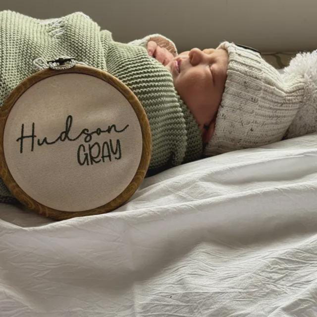 Personalized Hand Embroidery Baby Name Announcement Sign | CWBaby500