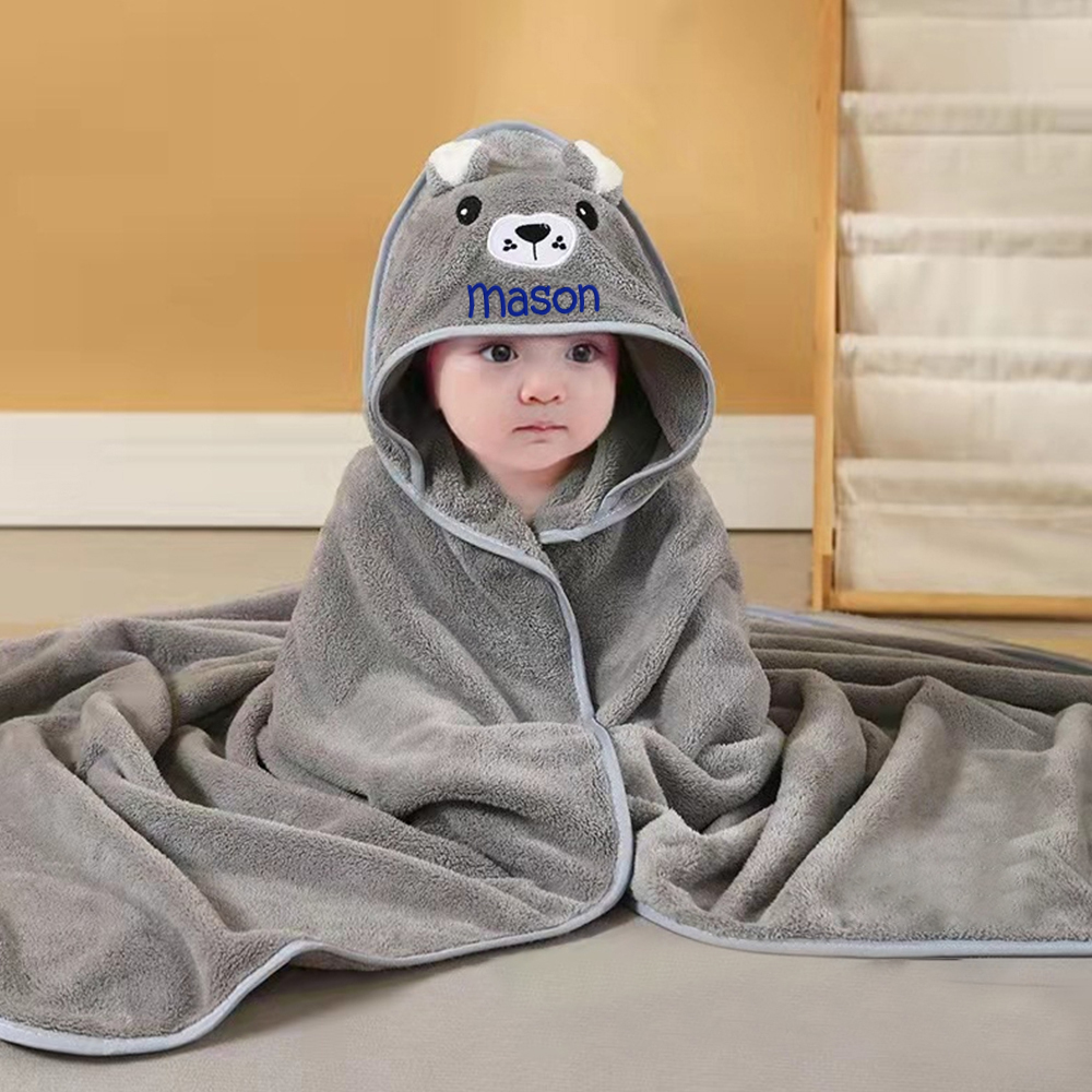 Personalized Embroidered Baby Animal Hooded Towel  | CWBaby502