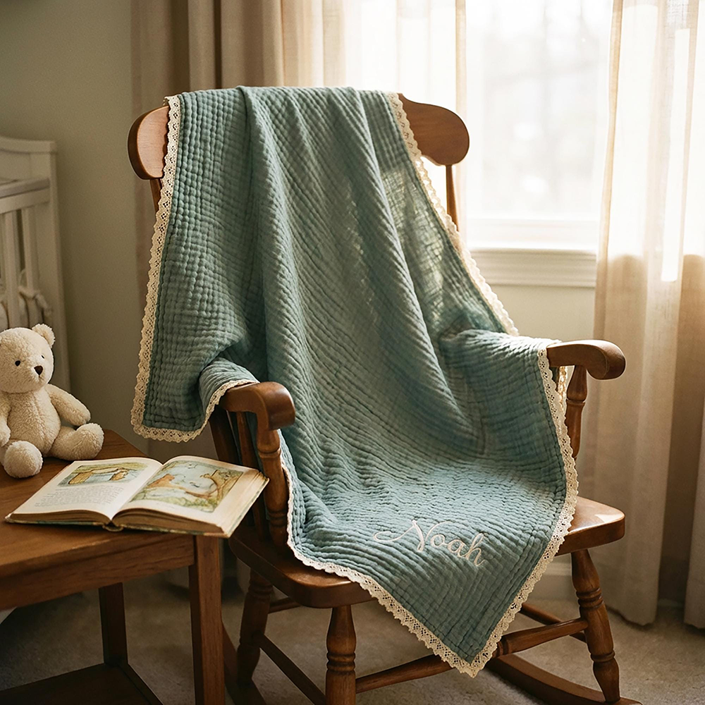 Personalized Embroidered Name Baby Swaddle Blanket for Unique Gift | CWBaby78