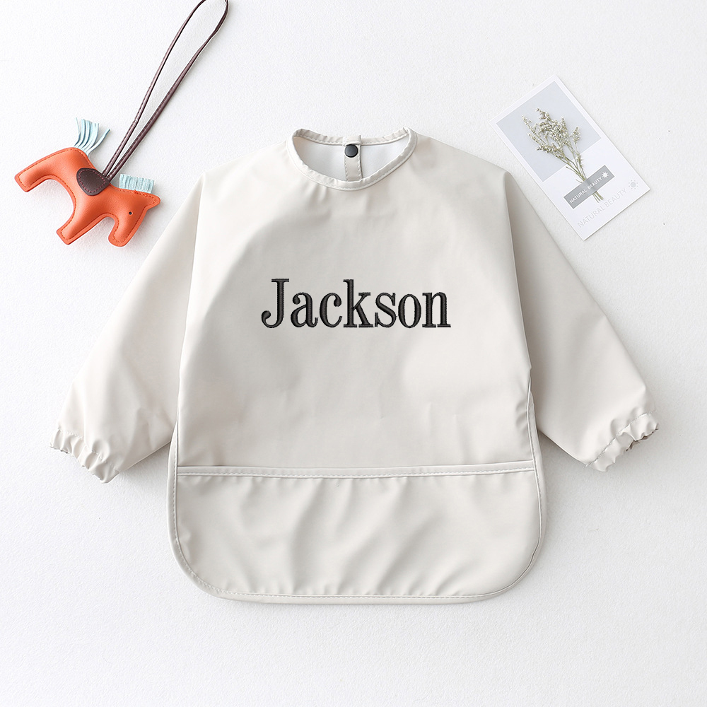 Personalised Baby Long Sleeve Waterproof Color Bib  | CWBaby61