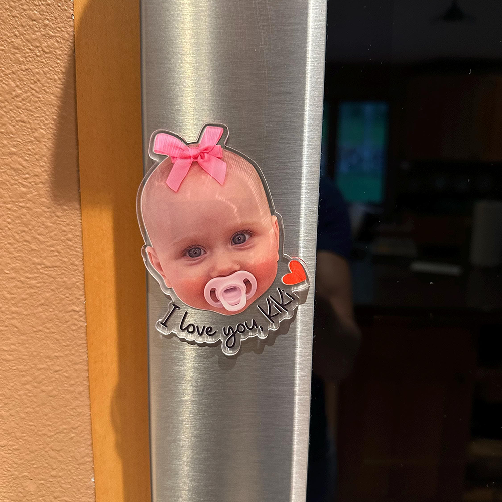 Personalized Illustrated Baby Face Photo Acrylic  Magnet | CWGift61