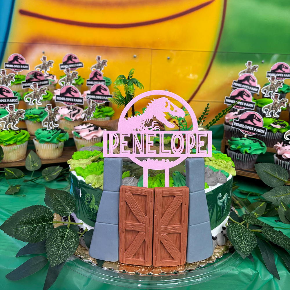 Personalized Jurassic Party Dinosaur Cake Topper | CWGift65