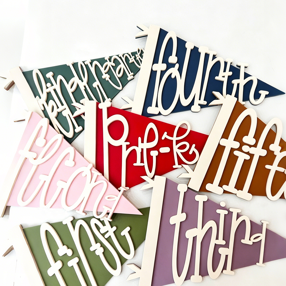 Personalized Pennant Flag Grade School Sign With Screws | CWGift71