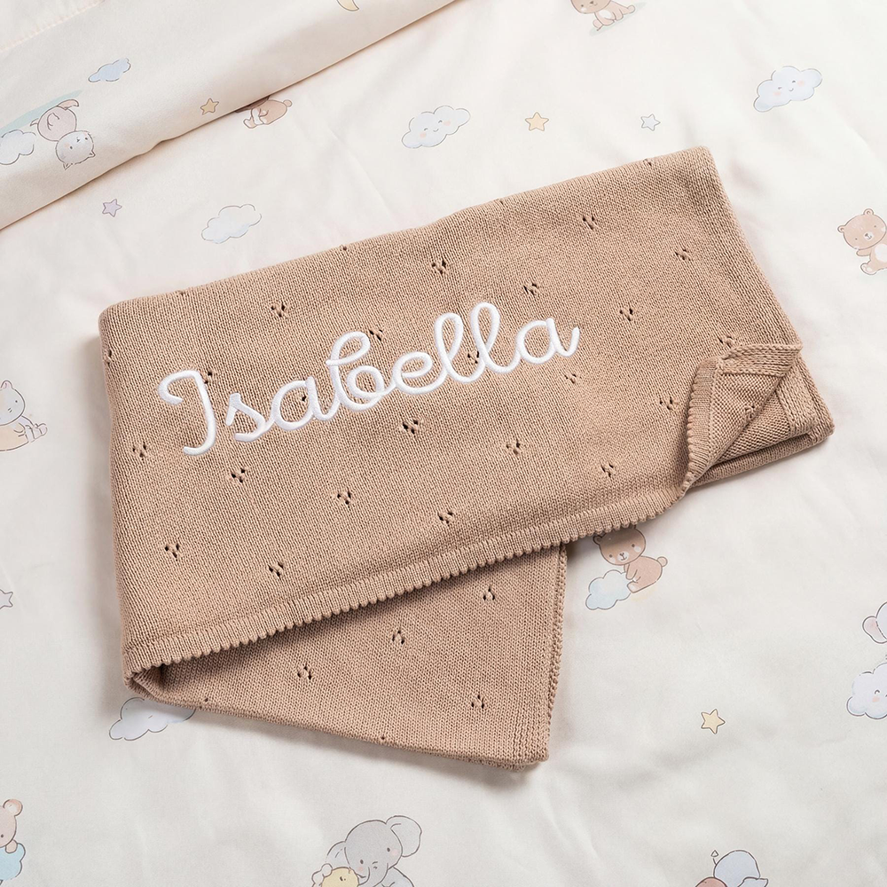 Personalized Embroidered Soft Crochet Baby Blanket | CWBaby505