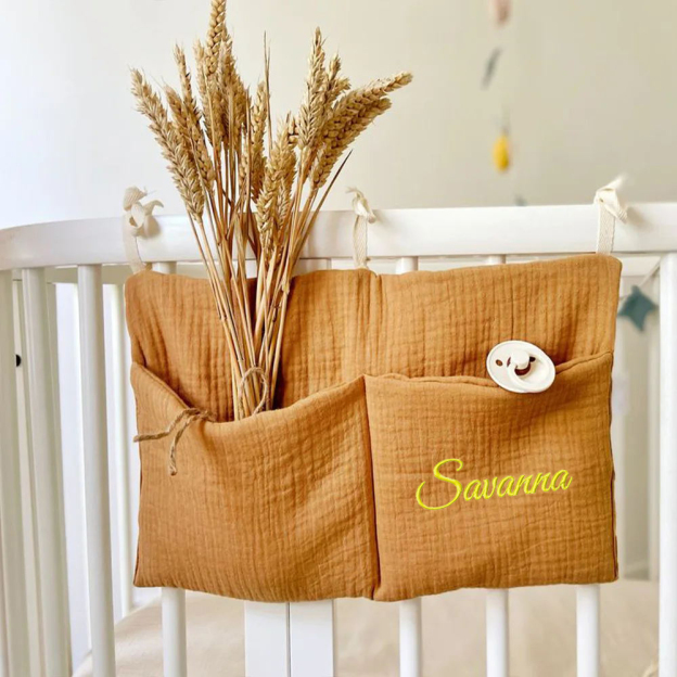 Personalised Embroidery Baby Bed Pocket Accessorise & Diapers Storage | CWBaby58