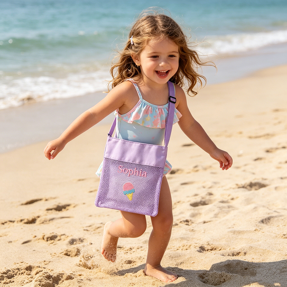 Personalized Embroidered Mesh Beach Bag For Kids | CWBeach252