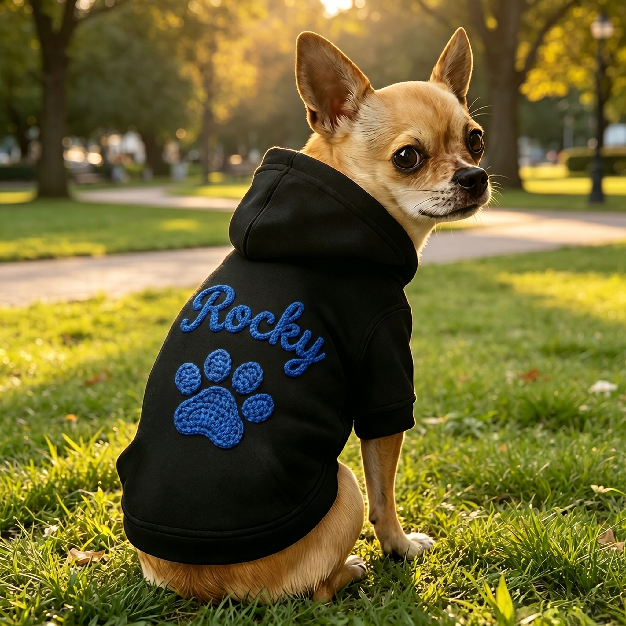 Personalized Hand Embroidery Lovely Paw Large Size Puppy Hoodie | BKPet512