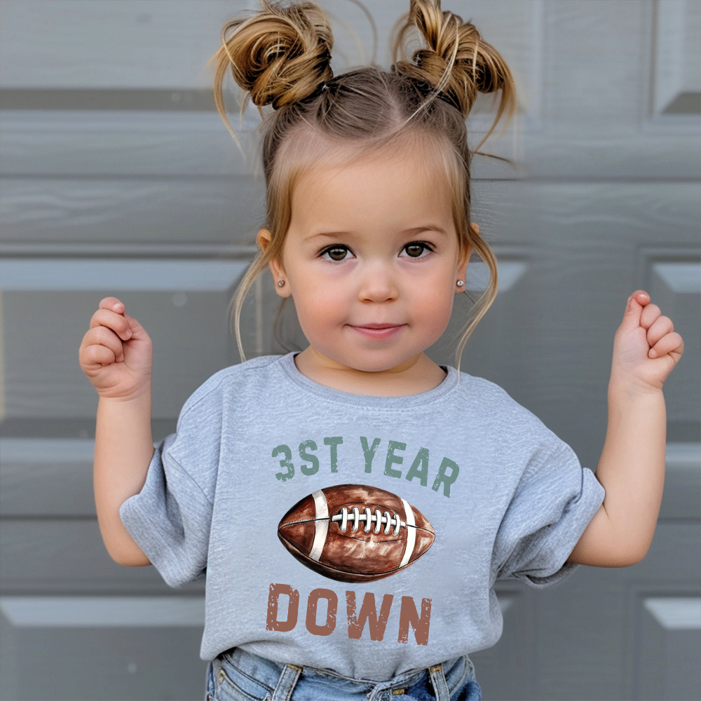 Personalized First Year Down Football Birthday T-Shirt | inBirth20