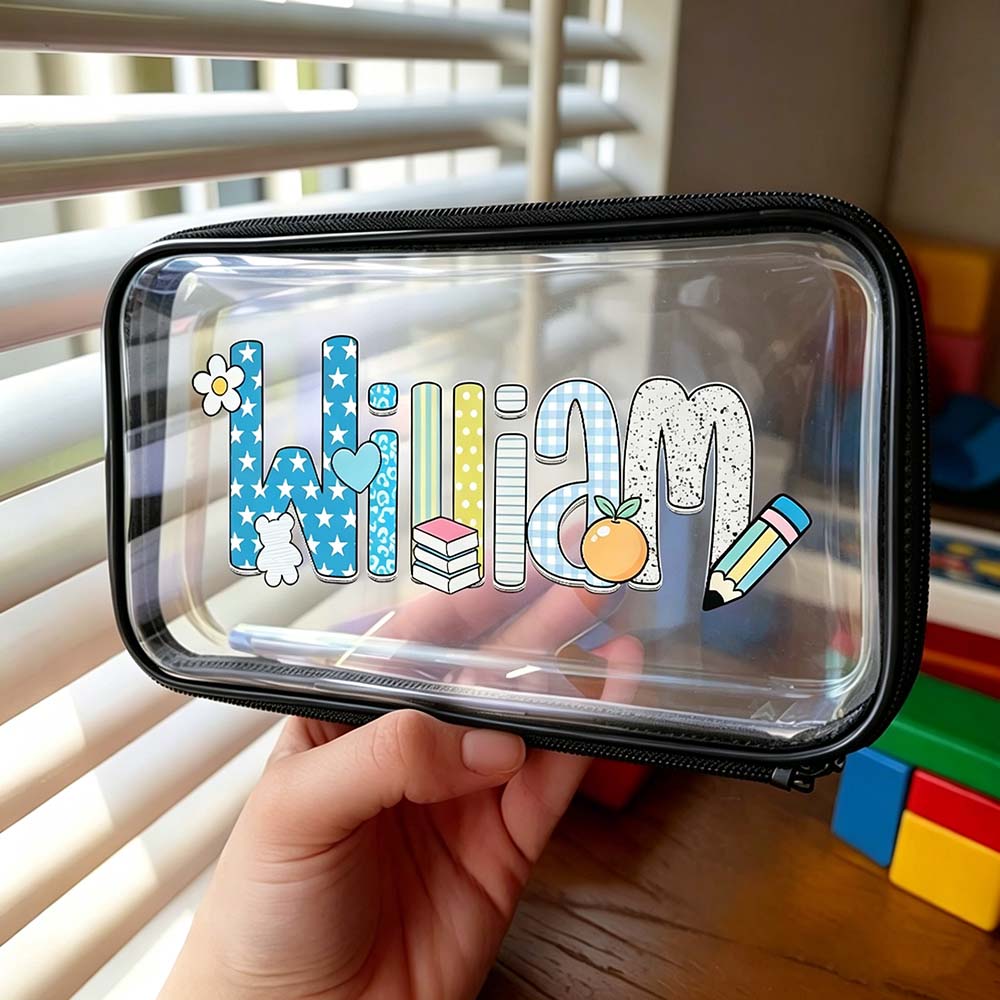 Personalized Kids Cute Doodle Hard Shell Zipper Pencil Box | CWPack375