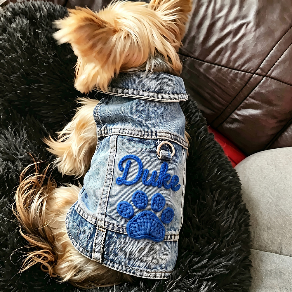 Personalized Hand Embroidered Pet Denim Jacket | BKPet542