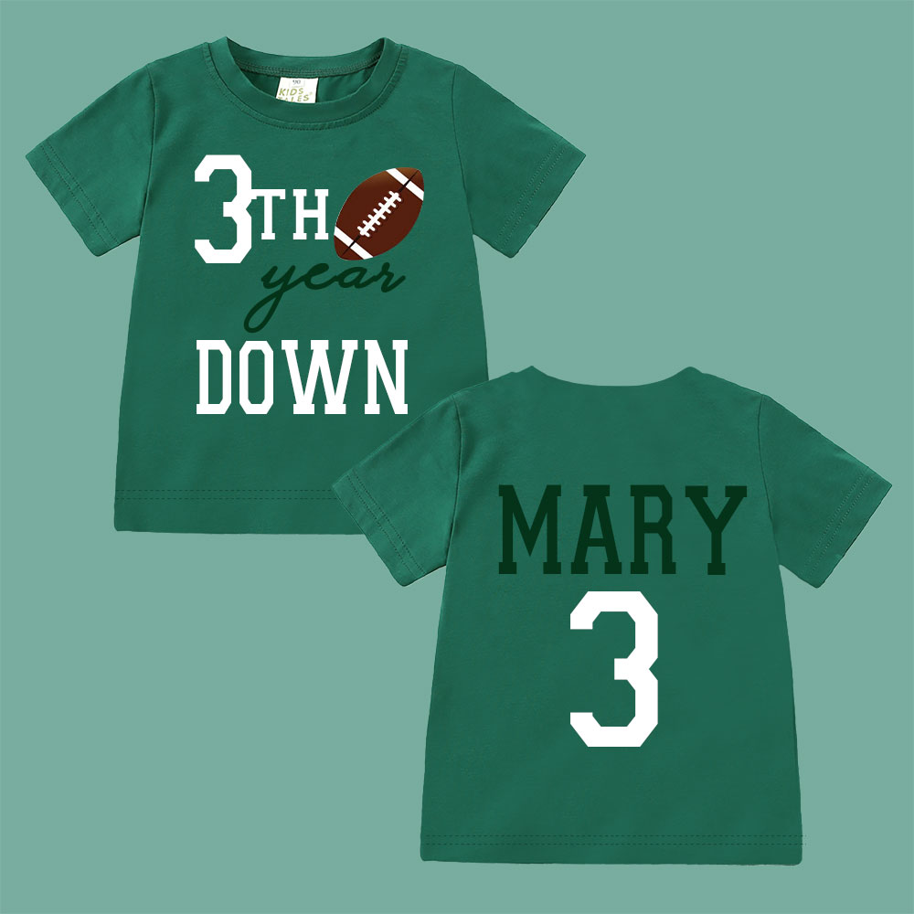 Personalized Three Year Down Football Birthday T-Shirt | inBirth21