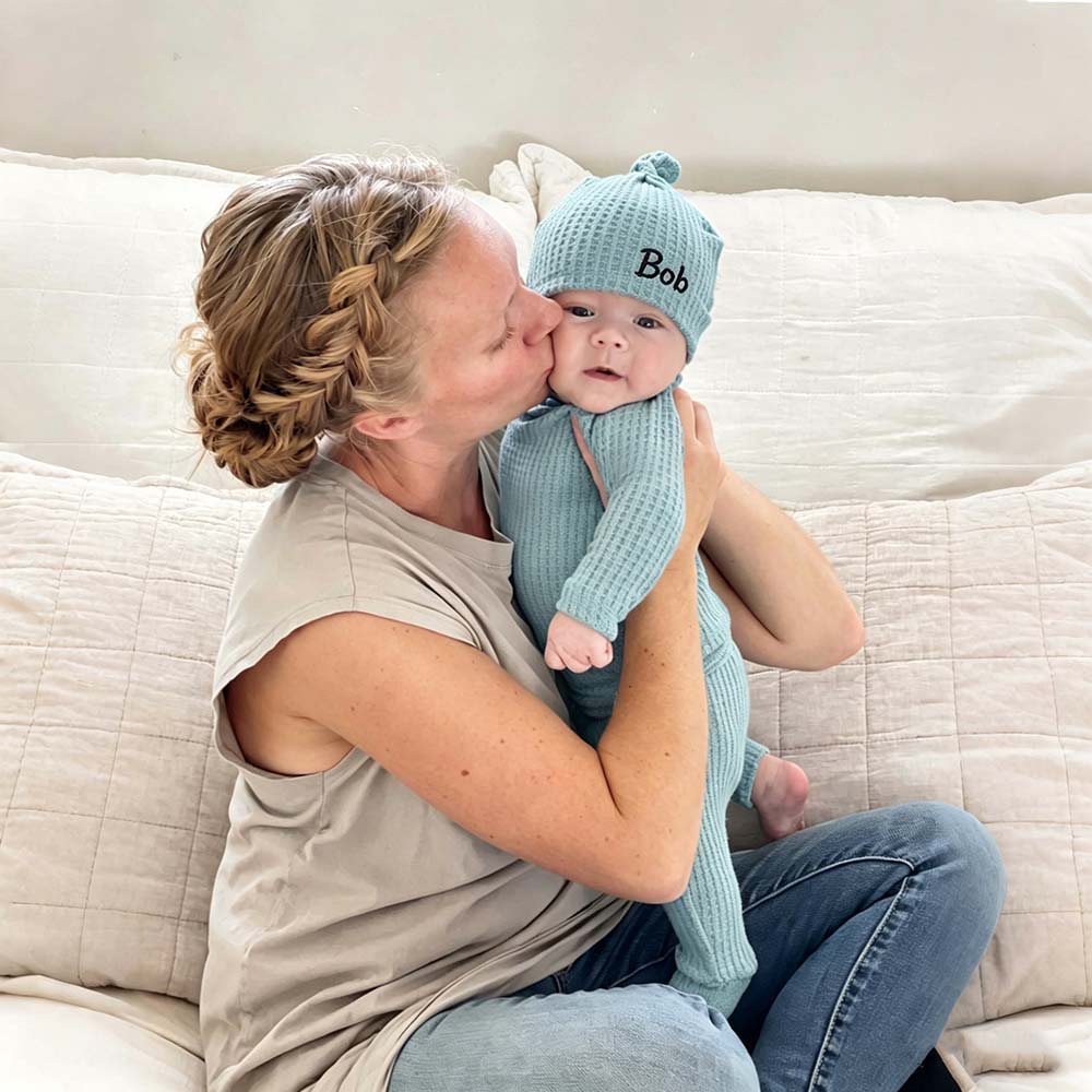 Personalized Embroidered Waffle Knit Baby Coming Home Outfit | CWBaby513