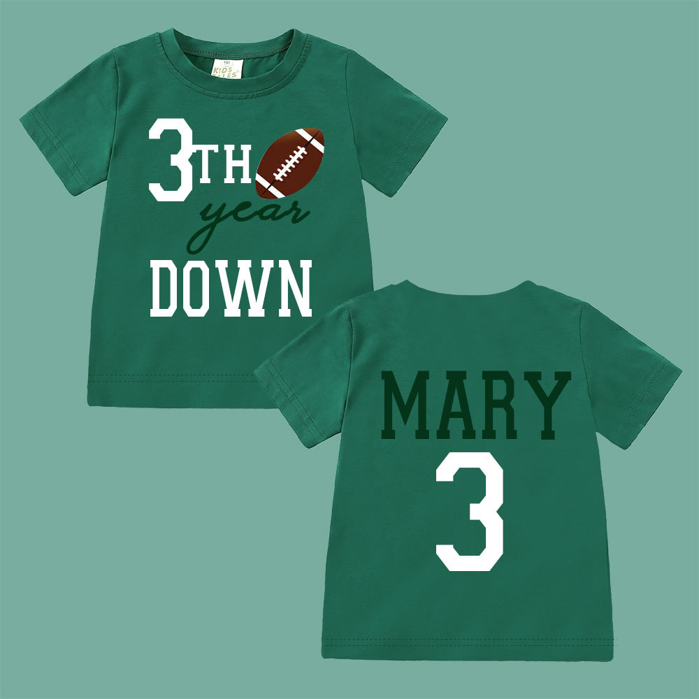 Personalized Three Year Down Football Birthday T-Shirt | inBirth21