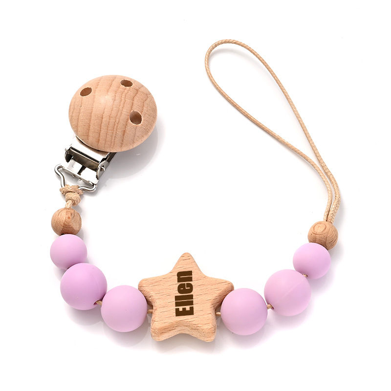 Personalized Baby Pacifier Star Color Bead Clip | CWBaby64