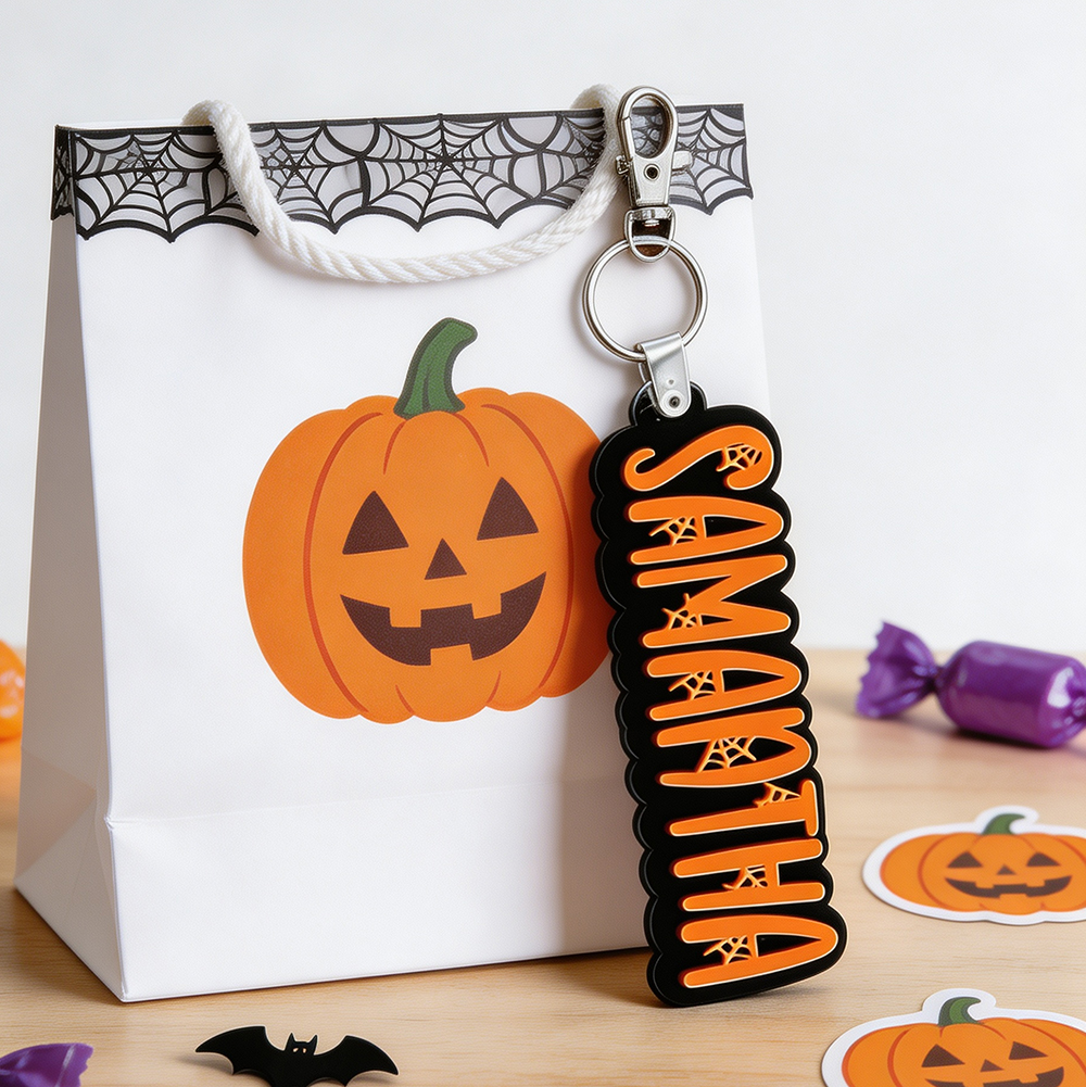 Personalized Halloween Name Tag Keychain | CWHalloween78