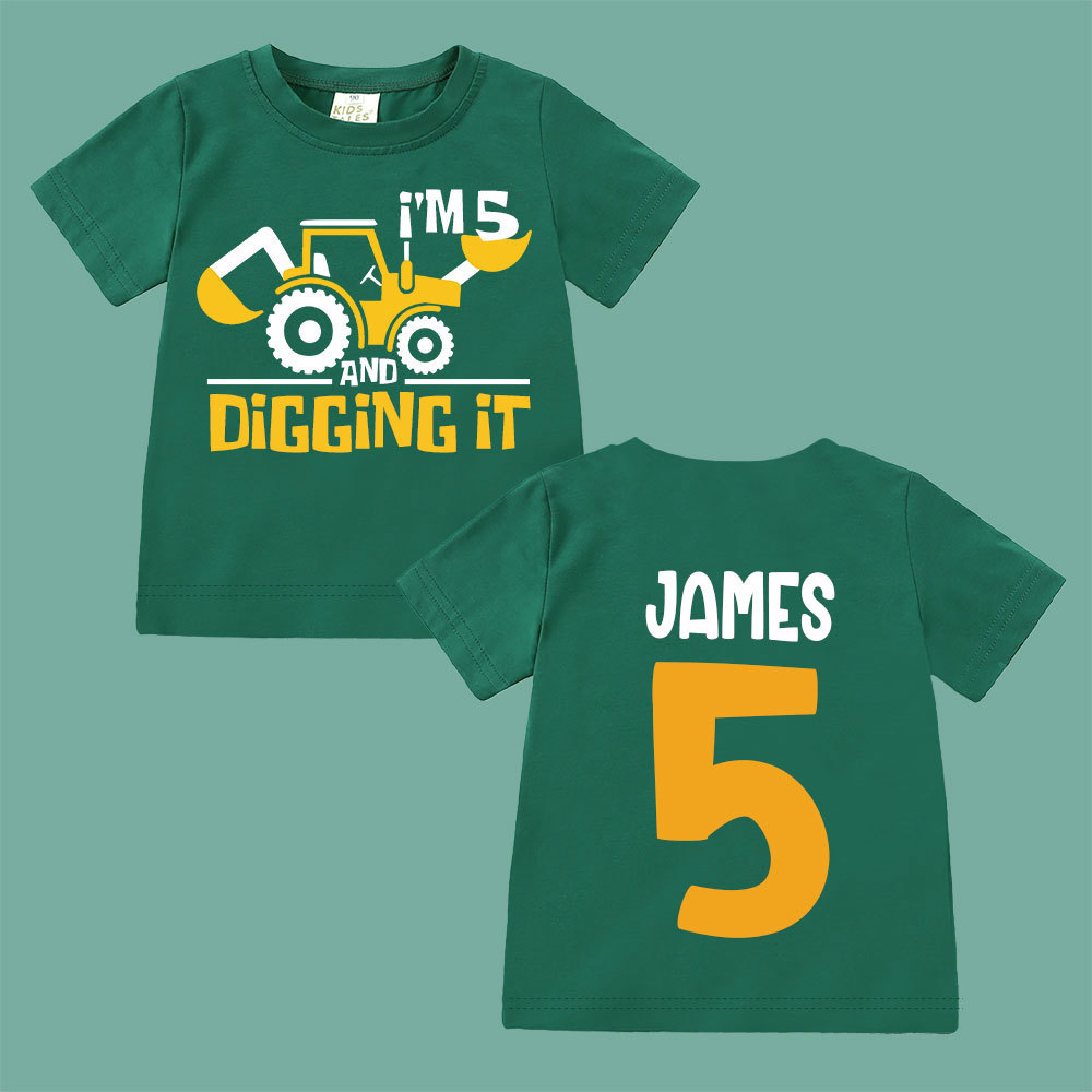 Personalized Digging It Construction Birthday T-Shirt | inBirth22