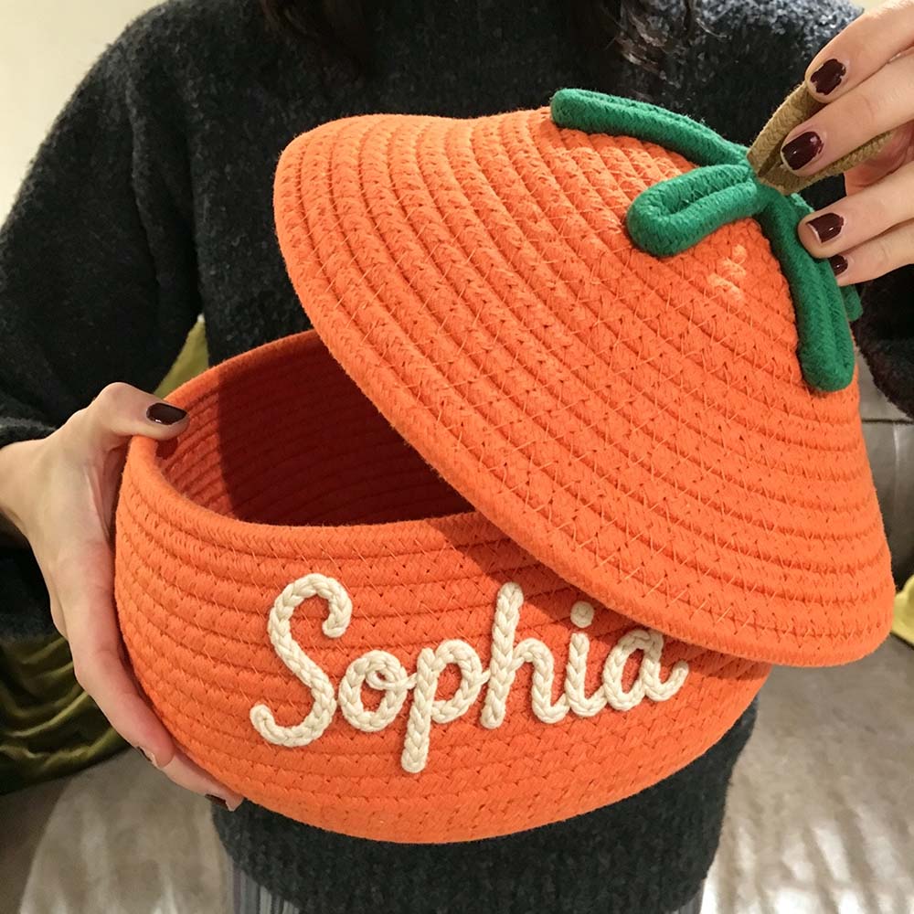 Personalized Hand Embroidered Halloween Pumpkin Treat Bucket | CWHalloween106
