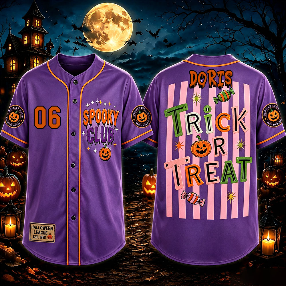Personalized Halloween Button Up Baseball Jersey For Kid & Adult | CWHalloween94