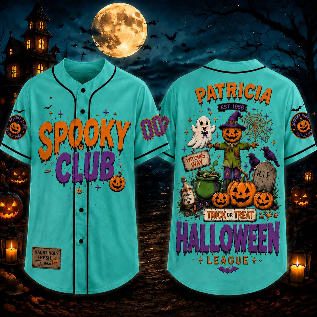 Personalized Halloween Button Up Baseball Jersey For Kid & Adult | CWHalloween92