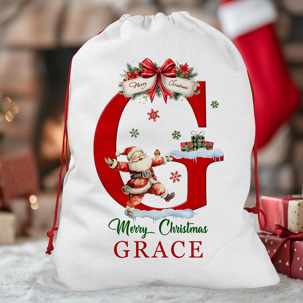 Personalized Monogram Christmas Santa Sack for Gifts | MCGift372