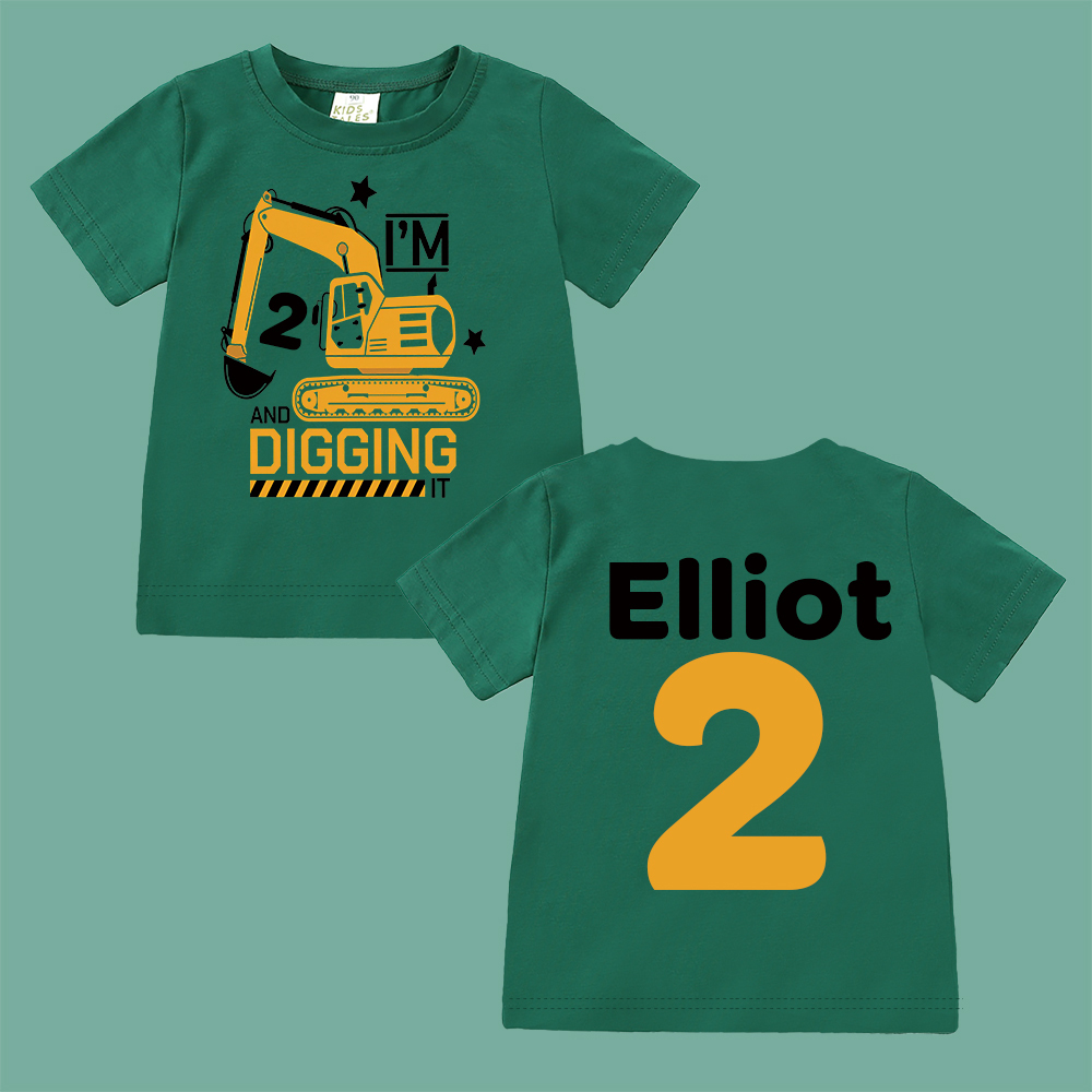 Personalized Construction Digging It Truck Birthday T-Shirt | inBirth26
