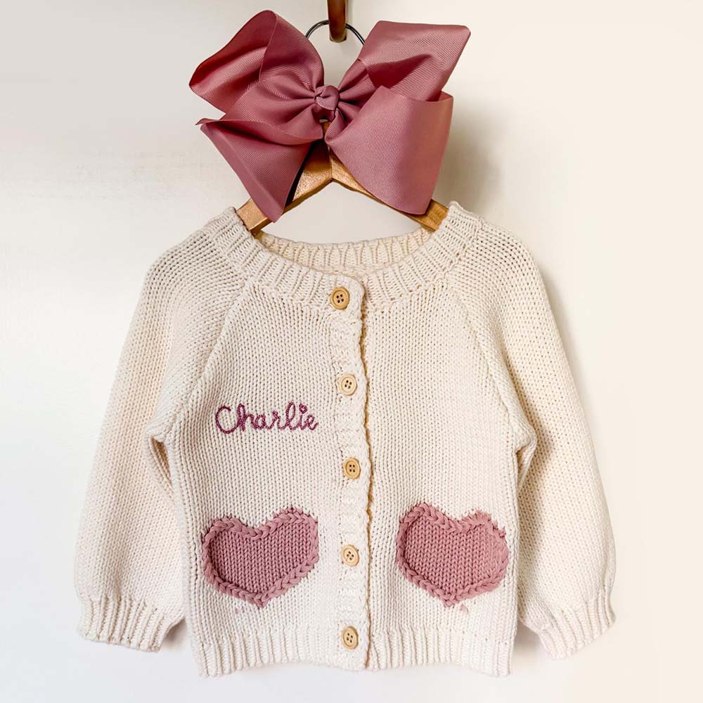 Personalized Embroidered Baby Heart Cardigan | CWBaby521