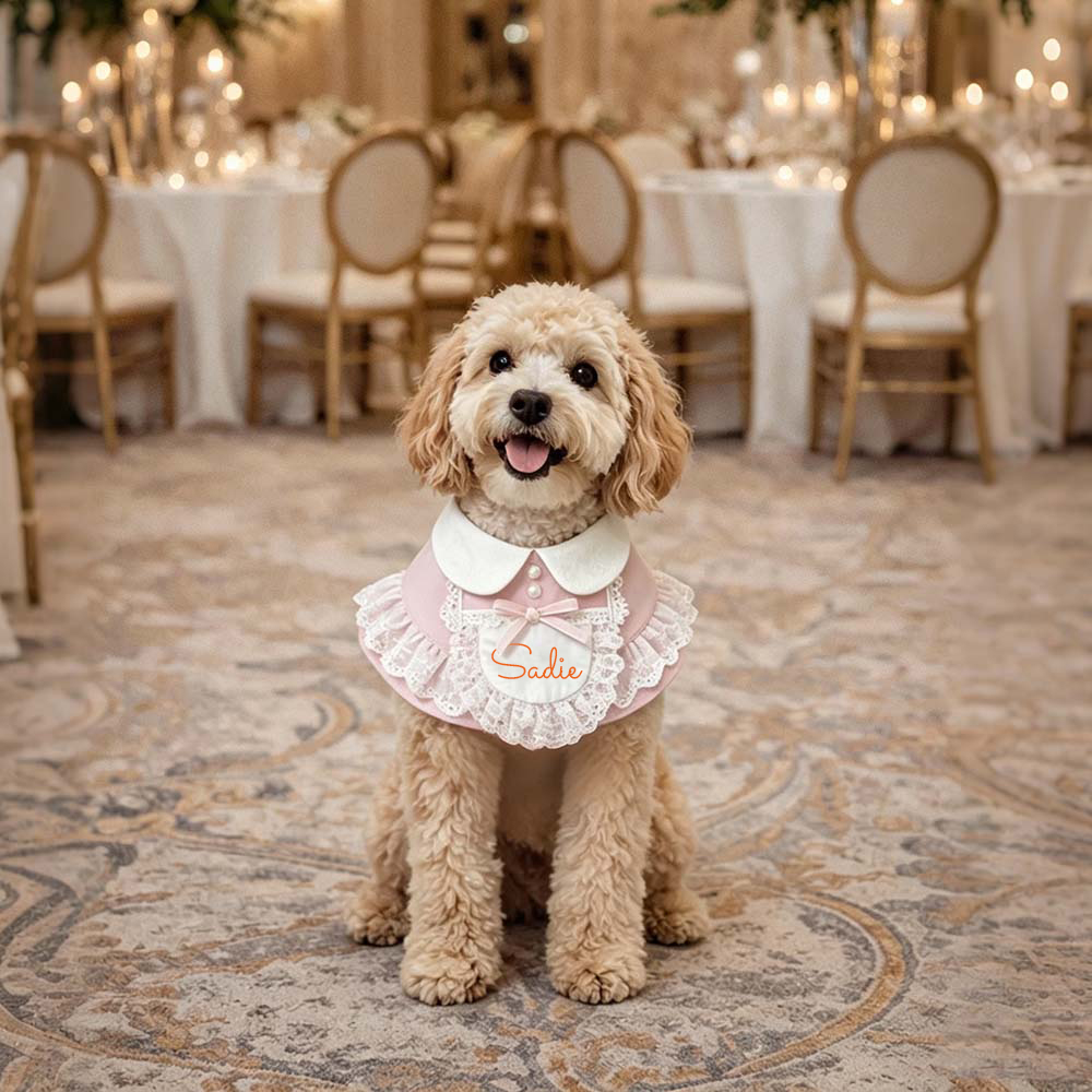 Personalized Wedding Pet Cute Little Maid Bow Bib | BKPet566