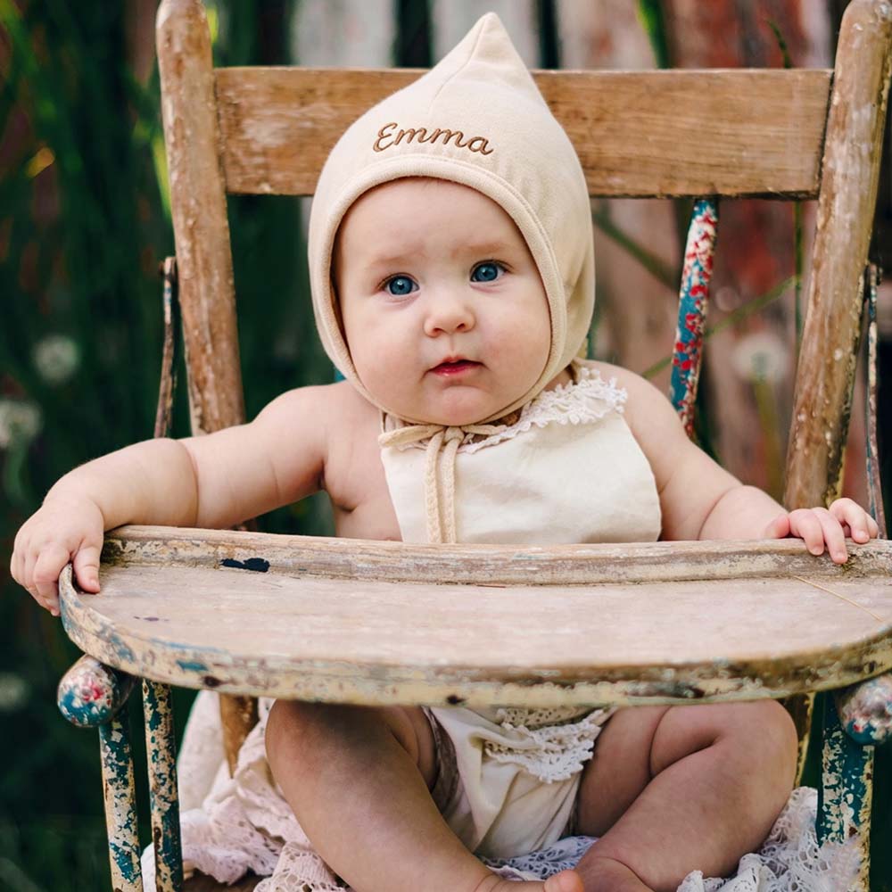 Personalized Embroidered Newborn Coming Home Baby Pixie Bonnet | HSKid88