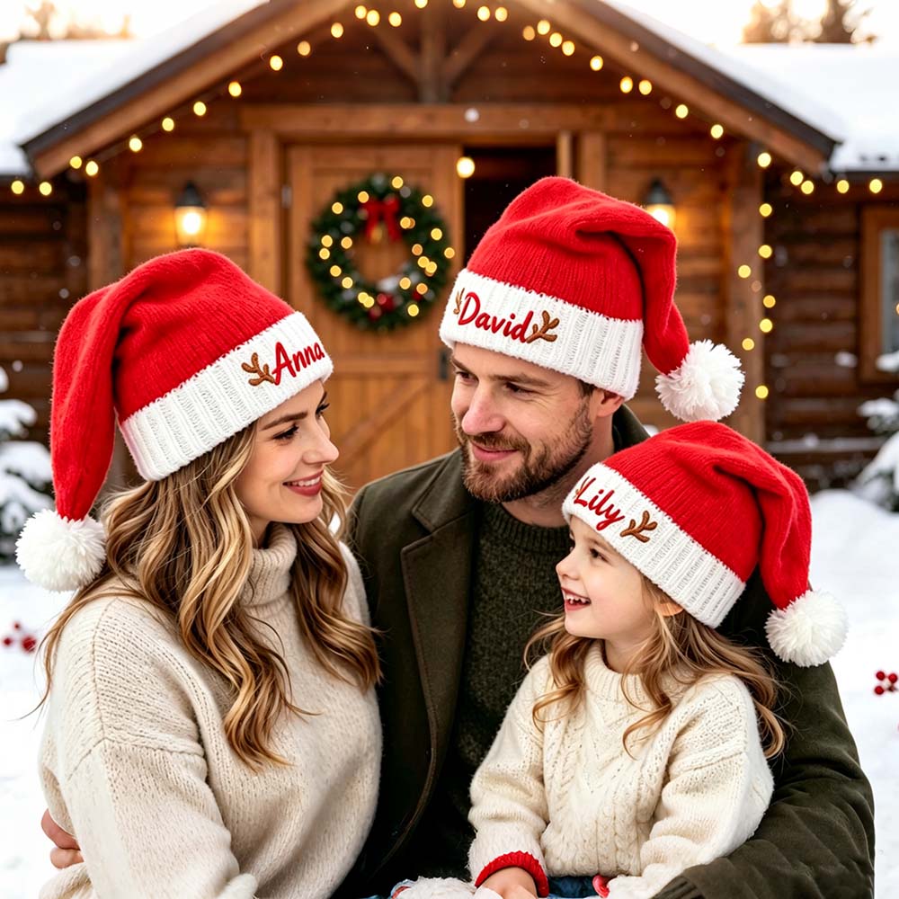 Personalized Embroidered Knitted Christmas Santa Hat | MCGift382