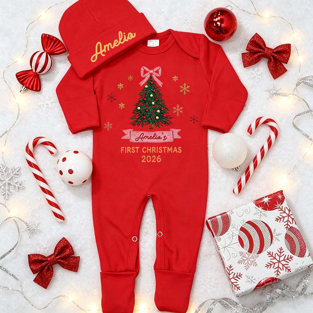 Personalized Baby Cute Design First Christmas Outfit Set | MCGift381