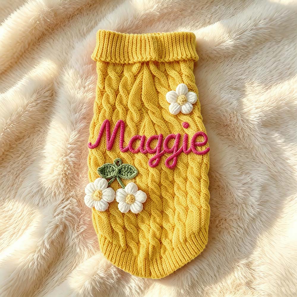 Personalized Hand Embroidered Pets Knit Turtleneck | BKPet580