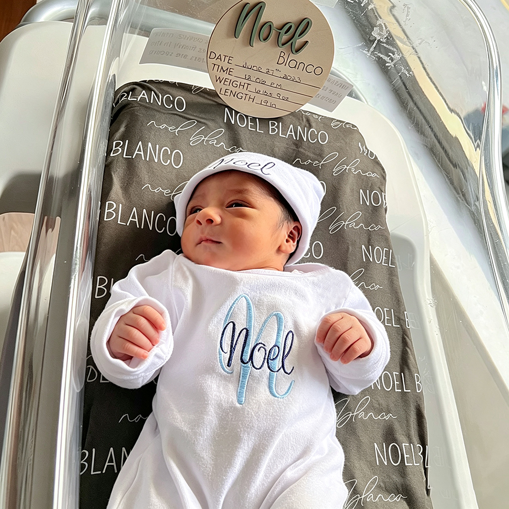 Personalized Embroidery Monograms Baby Coming Home Romper and Hat Set | CWBaby535