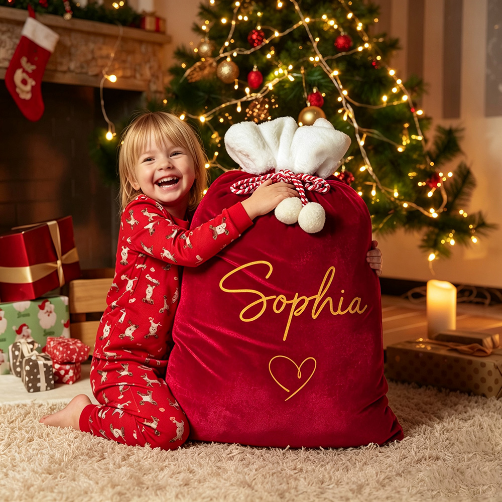 Personalized Christmas Velvet Santa Sack for Gifts | MCGift102